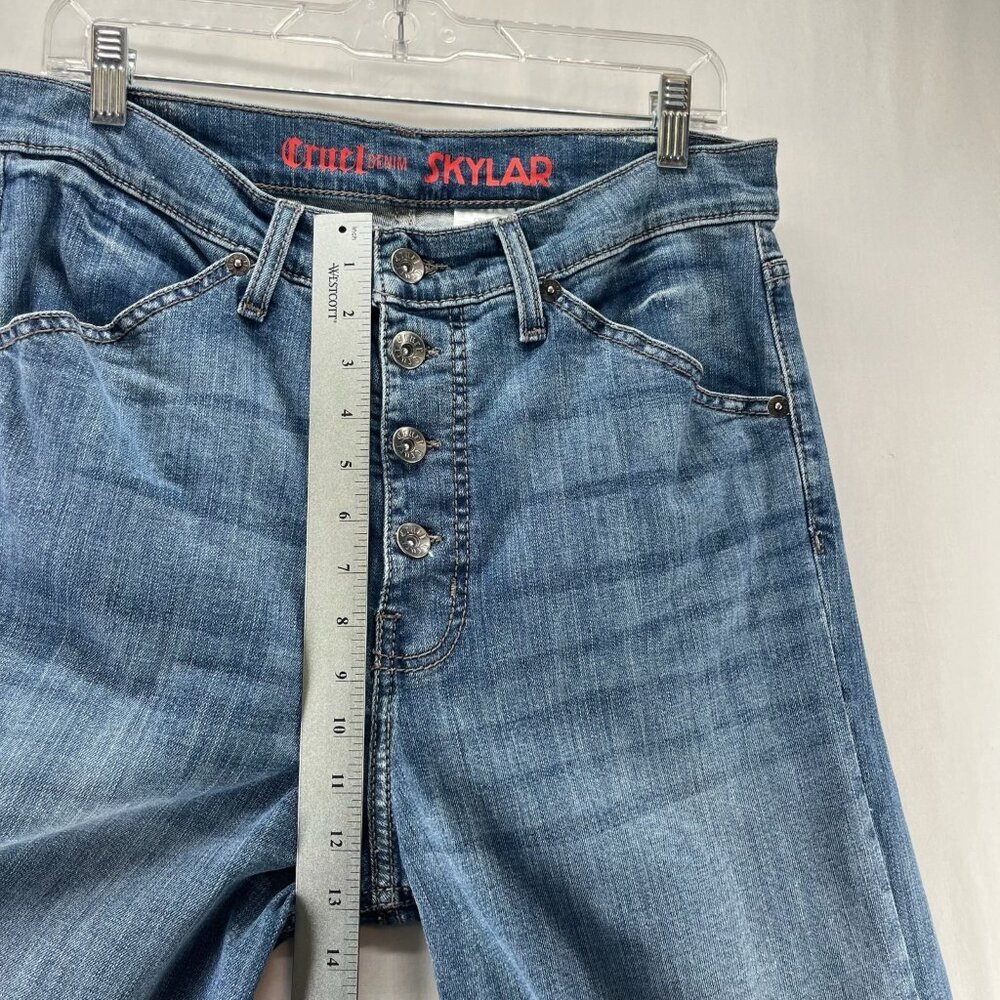 Cruel Denim Skylar Wide Leg Jeans Womens 31 High Rise Distressed Button Fly Blue - Picture 9 of 11